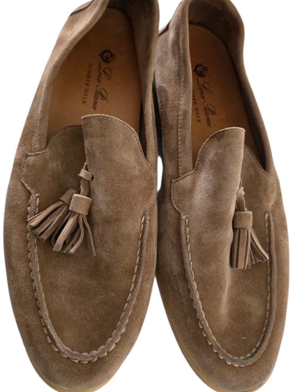 ​Loro Piana Women's Summer Walk Suede Tassel Loafers Beige Dune 41 Fits US 10 10